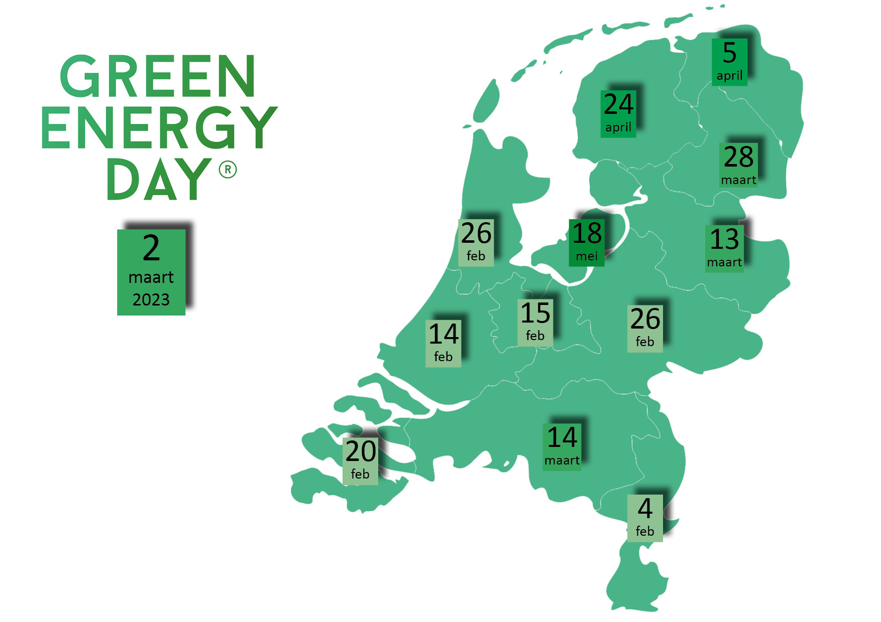 Hij Moeras cursief Green Energy Day per provincie - NVDE - Nederlandse Vereniging Duurzame  Energie